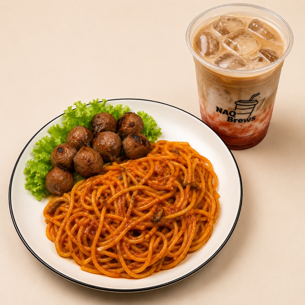Samyang Pasta + Strawberry Latte